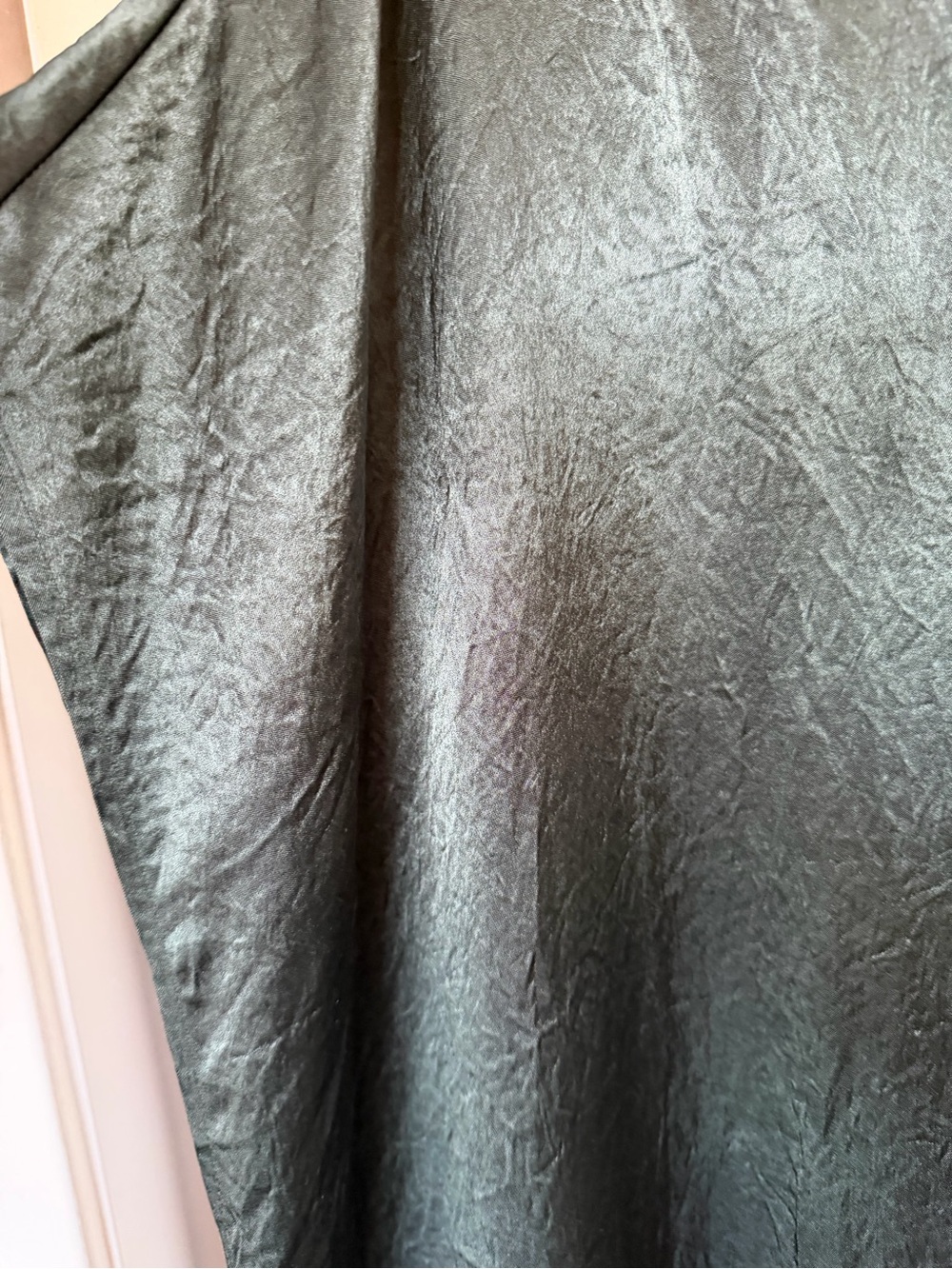 Eileen Fisher Olive Green V-Neck Satin Maxi Dress - Picture 5 of 7